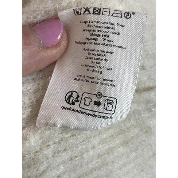 Sézane Otis Jumper Sweater Women's XS Baby Alpaca Preppy Top Designer White - Picture 7 of 9